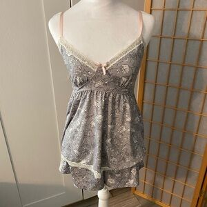 Marilyn Monroe Intimate 2 Set Camisole & Sleep Shorts Lingerie M Pink Grey Rose